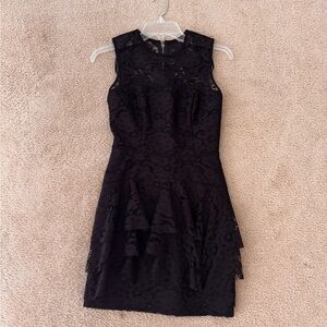 Jill Stuart Black Tiered Ruffled Mini Dress Size 2